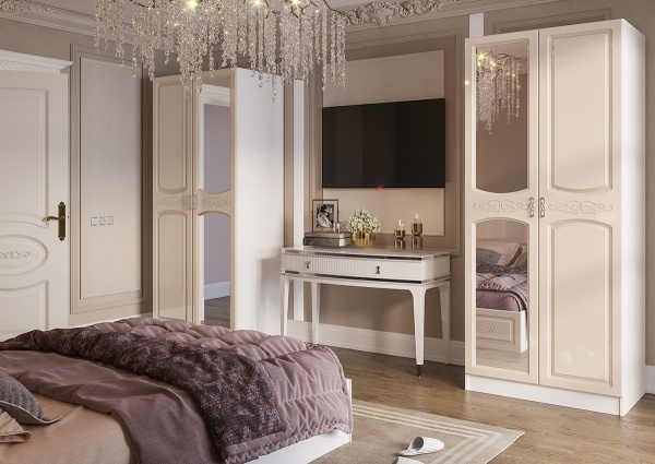 Шкаф 4-х Створчатый Венесуэла МДФ/Жемчуг Глянец (Ш-1800 х В-2100 х Г-570 мм)