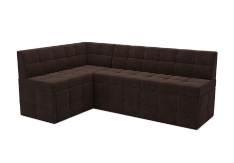 Кухонный угловой диван дельфин Атлантис велюр коричневый